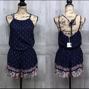 ❤️1 left❤️ Navy Blue Paisley Print Romper